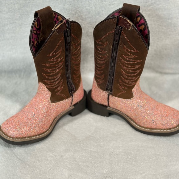 SMOKY MOUNTAIN BOOTS Girls Ariel Pink Glitter/Crazy Horse Western Boots (3076) - Picture 9 of 9